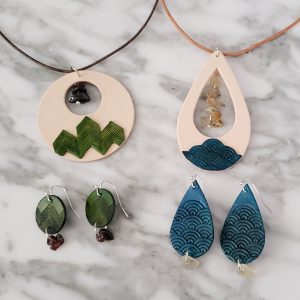 Mountains & Waterways Leather Pendant & Earring Set- November 2025